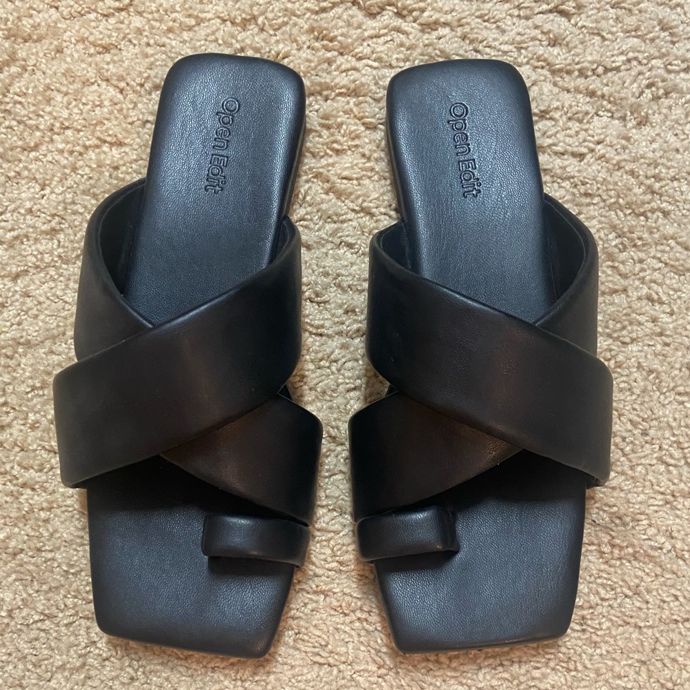 Open Edit Black Sandals
